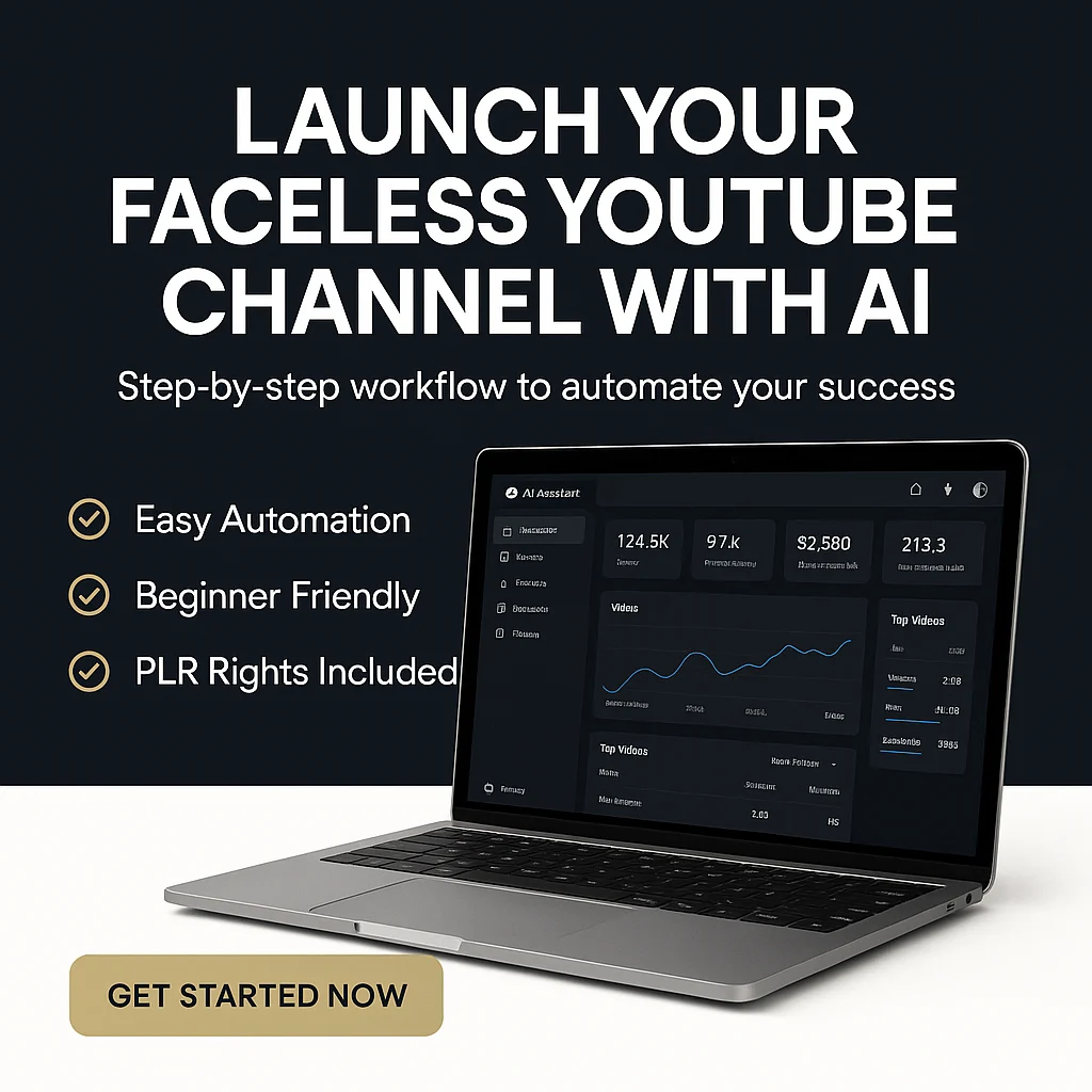 How to Use (PLR) Faceless YouTube Channel with AI: A Step-by-Step Workflow Tutorial featured image