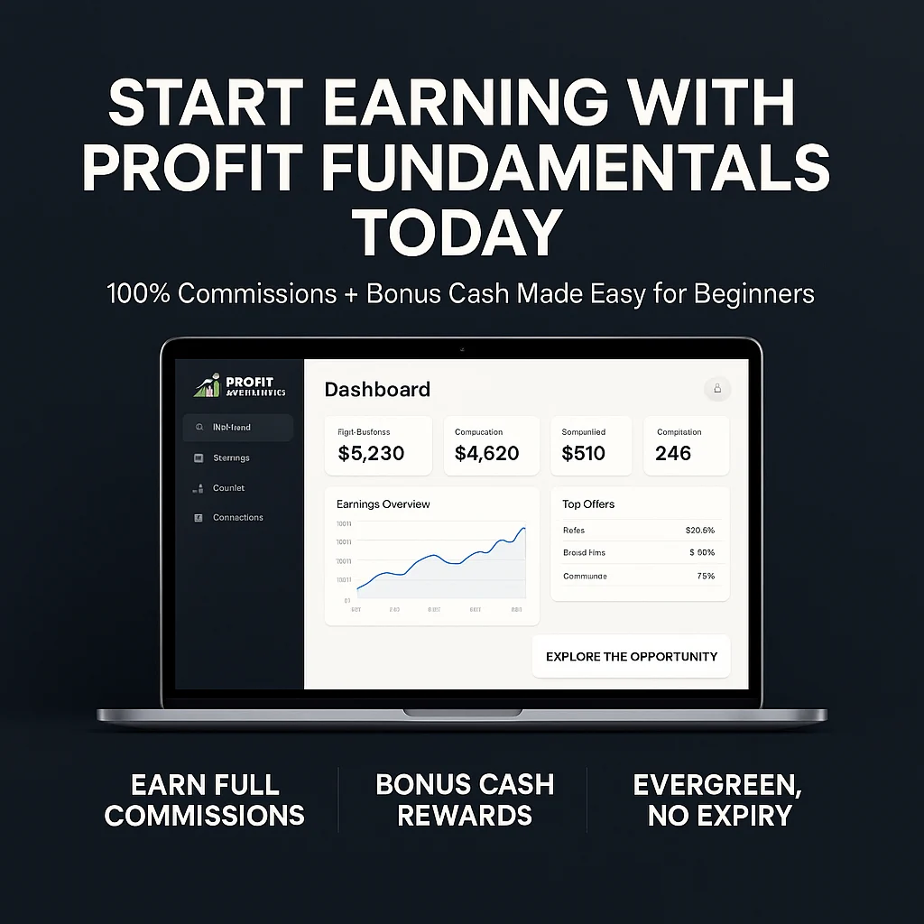 Profit Fundamentals - 100% Commissions + Bonus Cash - Evergreen Beginner Guide: How to Start Earning Online featured image