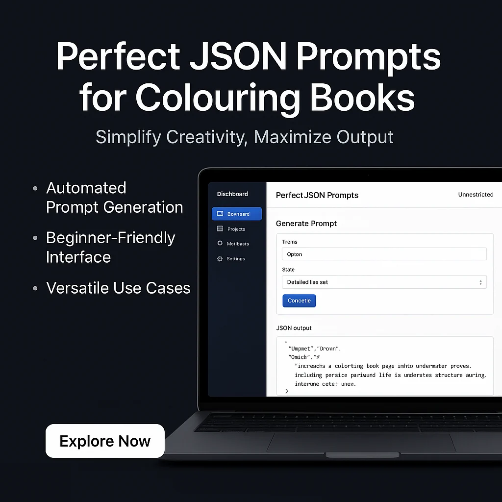 (Unrestricted PLR) Perfect JSON Prompts for Colouring Books Feature Breakdown: What Every Creator Needs to Know featured image